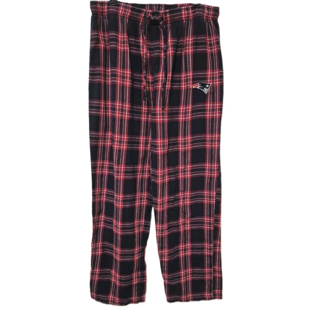 New England Patriots Red Black Plaid Flannel Lounge Pants NFL Mens Large